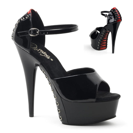 DELIGHT-660FH Black-Red Patent/Black Platform Sandal Pleaser US Size (Women's): 5