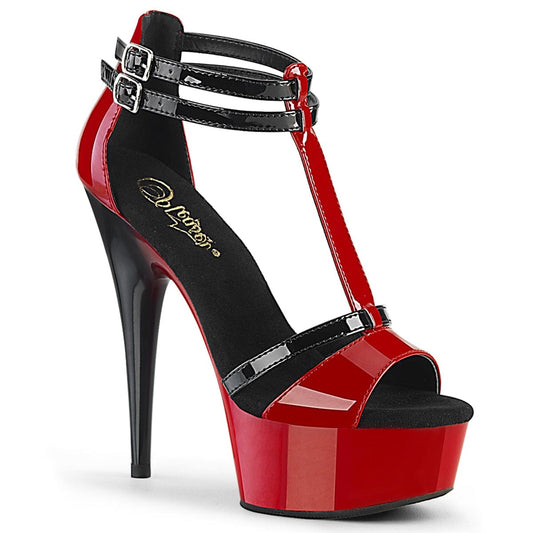 DELIGHT-663 Red-Black Patent/Red-Black Platform Sandal Pleaser US Size (Women's): 5