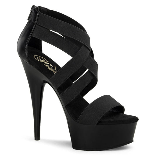 DELIGHT-669 Black Elastic Band-Faux Leather/Black Platform Sandal Pleaser US Size (Women's): 5