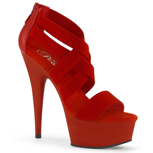 DELIGHT-669 Red Elastic Band-Faux Leather/Red Matte Platform Sandal Pleaser US Size (Women's): 5