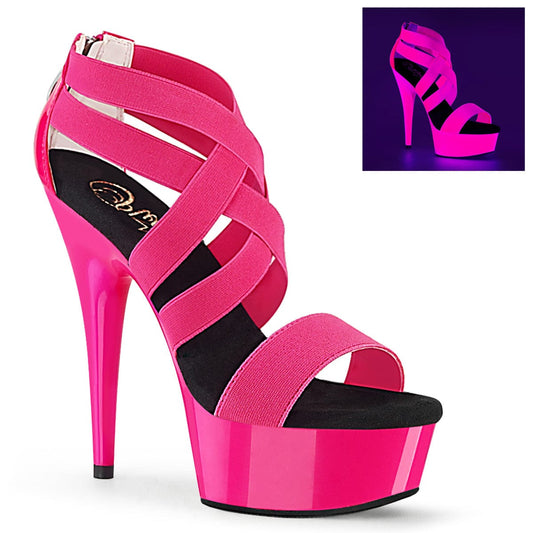 DELIGHT-669UV Neon Hot Pink Elastic Band-Patent/Neon Hot P. Platform Sandal Pleaser US Size (Women's): 5