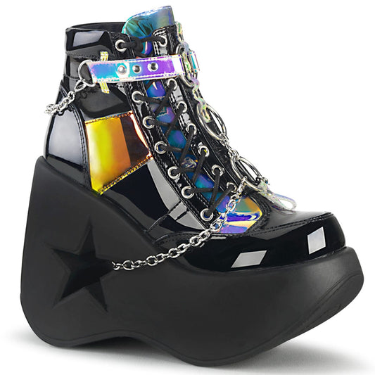 DYNAMITE-101 Black Patent -Magic Mirror TPU Ankle Boot Demonia US Size (Women's): 6