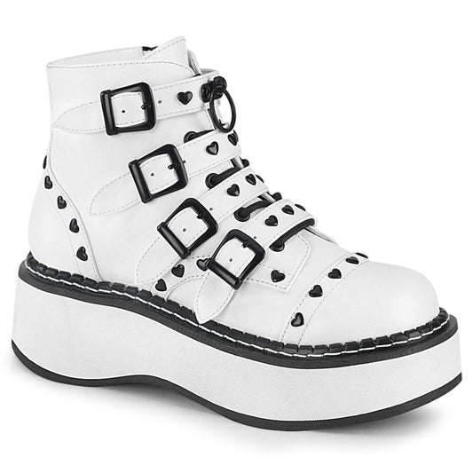 EMILY-315 White Vegan Leather Ankle Boot Demonia US Size (Women's): 6