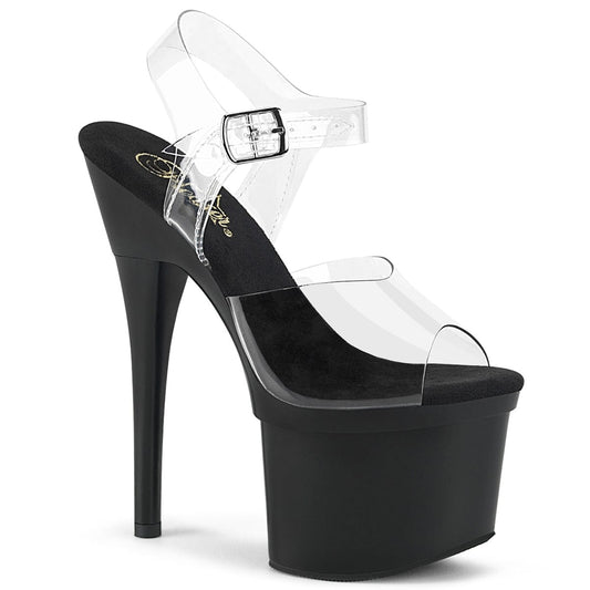 ESTEEM-708 Clear/Black Matte Platform Sandal Pleaser US Size (Women's): 5