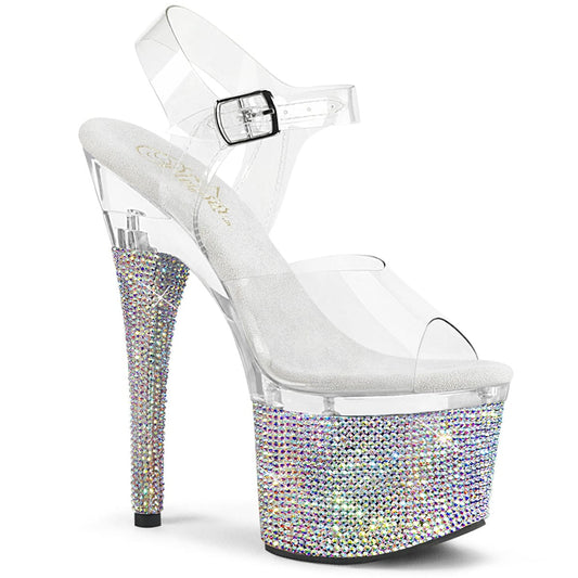 ESTEEM-708DM Clear/Clear-Silver AB Rhinestones Platform Sandal Pleaser US Size (Women's): 5