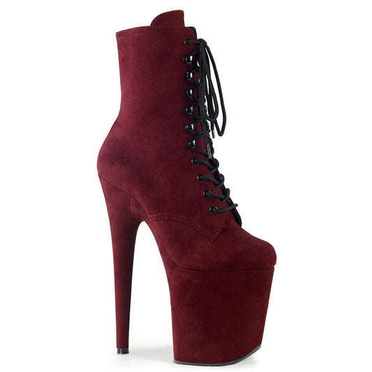 FLAMINGO-1020FS Burgundy Faux Suede/Burgundy Faux Suede Ankle Boot Pleaser US Size (Women's): 5