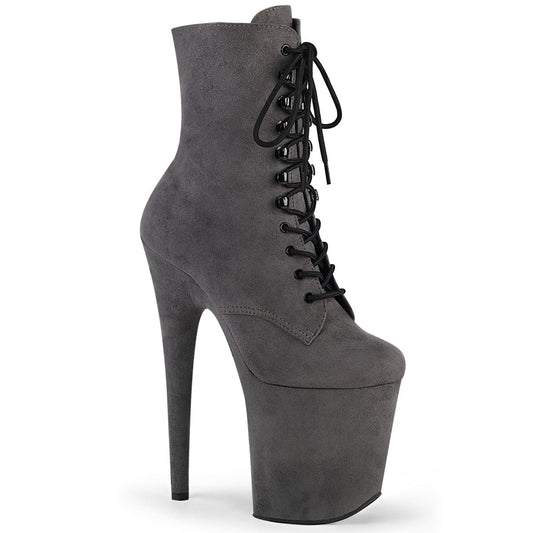 FLAMINGO-1020FS Grey Faux Suede/Grey Faux Suede Ankle Boot Pleaser US Size (Women's): 5