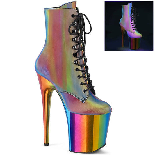 FLAMINGO-1020RC Rainbow Reflective/Rainbow Chrome Ankle Boot Pleaser US Size (Women's): 5