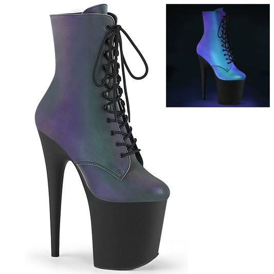 FLAMINGO-1020REFL Green Multi Reflective/Black Matte Ankle Boot Pleaser US Size (Women's): 5