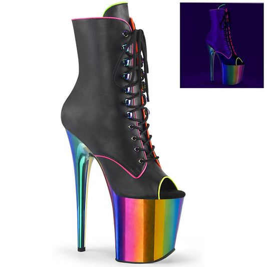 FLAMINGO-1021RC-02 Black Patent/Rainbow Chrome Ankle Boot Pleaser US Size (Women's): 5