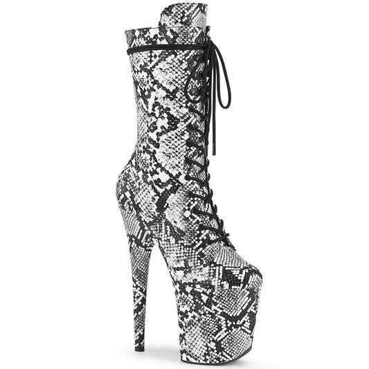 FLAMINGO-1050SP Black-White Snake Print/Black-White Snake Print Mid-Calf Boot Pleaser US Size (Women's): 5