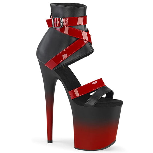 FLAMINGO-800-15 Black Faux Leather-Red Patent/Black-Red Matte Platform Sandal Pleaser US Size (Women's): 5