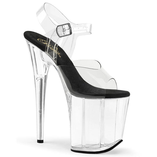 FLAMINGO-808 Clear-Black/Clear Platform Sandal Pleaser US Size (Women's): 5