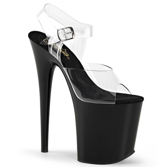 FLAMINGO-808 Clear/Black Platform Sandal Pleaser US Size (Women's): 5