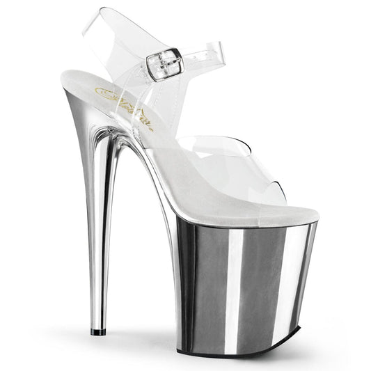 FLAMINGO-808 Clear/Silver Chrome Platform Sandal Pleaser US Size (Women's): 5