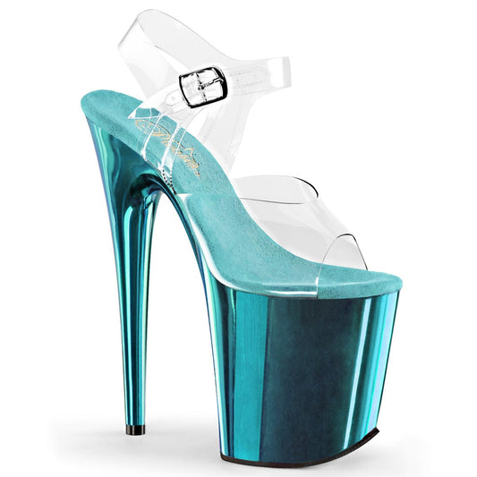 FLAMINGO-808 Clear/Turquoise Chrome Sale Pleaser US Size (Women's): 5