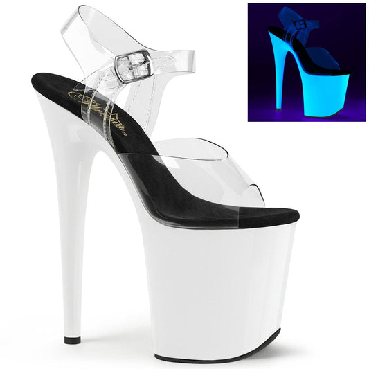 FLAMINGO-808UV Clear/Neon White Platform Sandal Pleaser US Size (Women's): 5