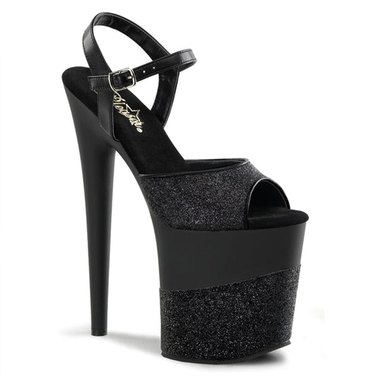 FLAMINGO-809-2G Black Glitter/Black-Glitter Platform Sandal Pleaser US Size (Women's): 5