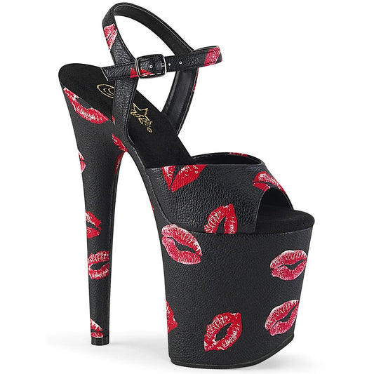 FLAMINGO-809KISSES Black Faux Leather/Black Faux Leather Platform Sandal Pleaser US Size (Women's): 5