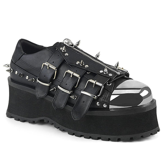 GRAVEDIGGER-03 Black Vegan Leather Shoe Demonia US Size (Unisex/Men's): 4