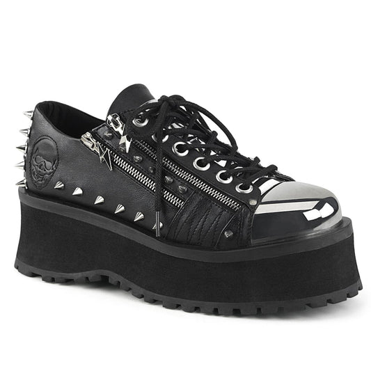 GRAVEDIGGER-04 Black Vegan Leather Shoe Demonia US Size (Unisex/Men's): 4