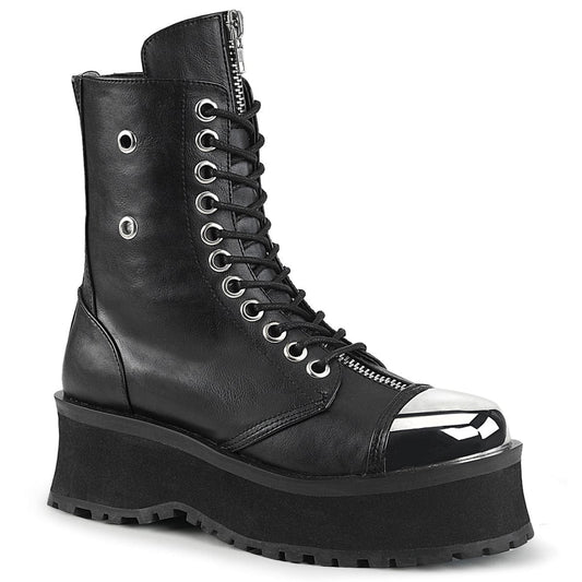 GRAVEDIGGER-10 Black Vegan Leather Ankle Boot Demonia US Size (Unisex/Men's): 4