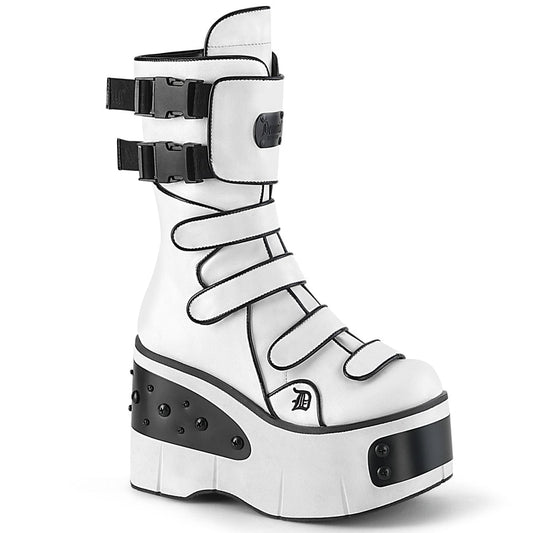 KERA-108 White Vegan Leather Mid-Calf Boot Demonia US Size (Women's): 5