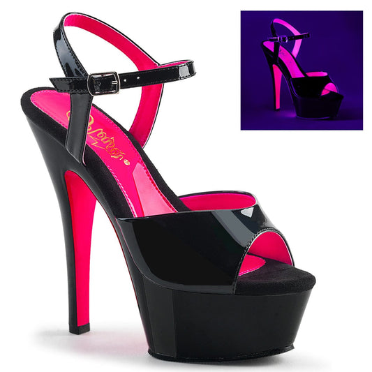 KISS-209TT Black Patent/Black-Neon Hot Pink Platform Sandal Pleaser US Size (Women's): 5