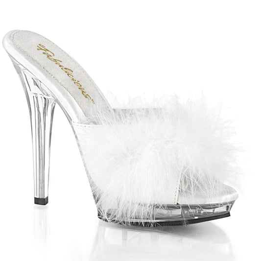 LIP-101-8 White Satin-Fur/Clear CURRENT Fabulicious US Size (Women's): 5