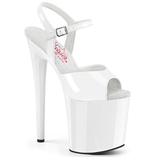 NAUGHTY-809 White Patent/White Platform Sandal Pleaser US Size (Women's): 5