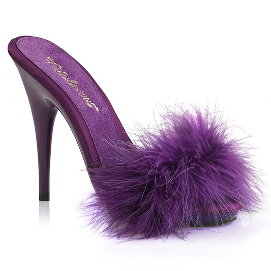 POISE-501F Purple Satin-Marabou Fur/Purple CURRENT Fabulicious US Size (Women's): 6