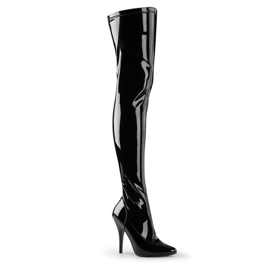 SEDUCE-3000 Black Stretch Patent Thigh Boot Pleaser US Size (Women's): 6