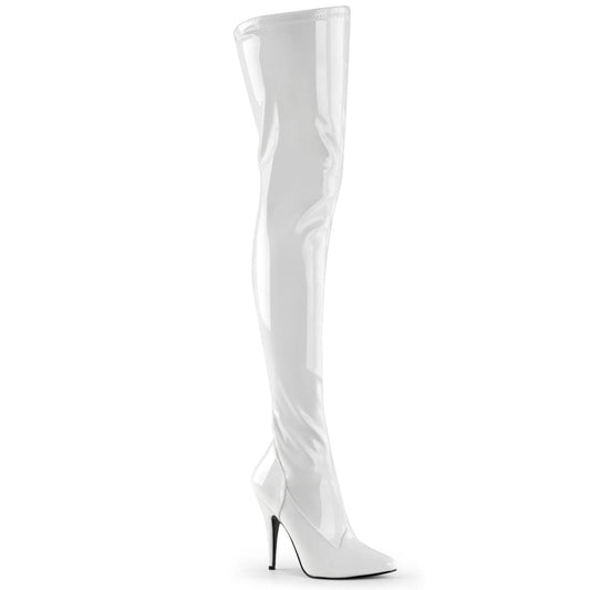 SEDUCE-3000 White Stretch Patent Thigh Boot Pleaser US Size (Women's): 6