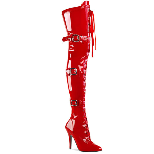 SEDUCE-3028 Red Stretch Patent Thigh Boot Pleaser US Size (Women's): 6