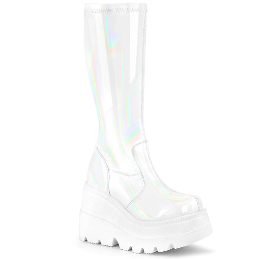 SHAKER-65 White Hologram Knee Boot Demonia US Size (Women's): 6