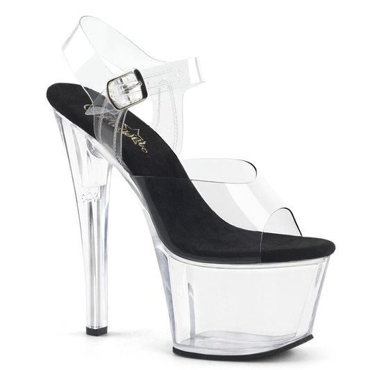 SKY-308 Clear-Black/Clear Platform Sandal Pleaser US Size (Women's): 5