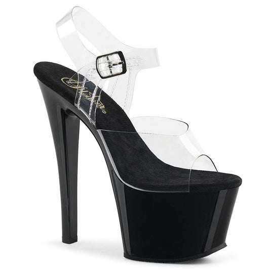 SKY-308 Clear/Black Platform Sandal Pleaser US Size (Women's): 5