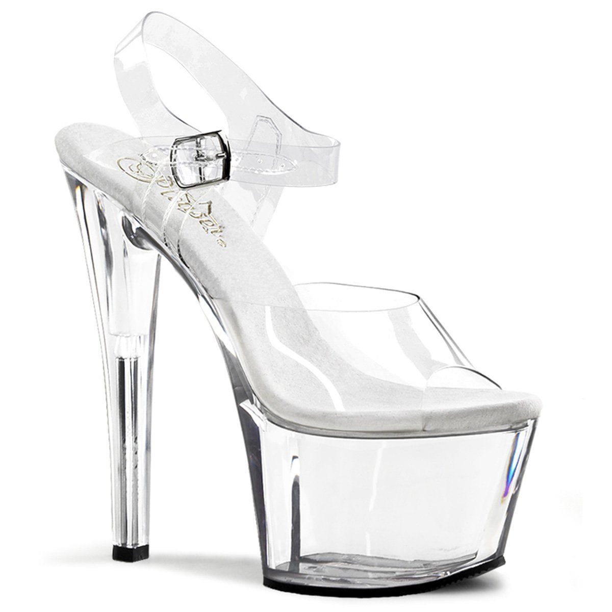 Pleaser Exotic Pole Dancing Clear Platforms Sandals Shoes Heels SCALLOP-708  - Fearless Apparel