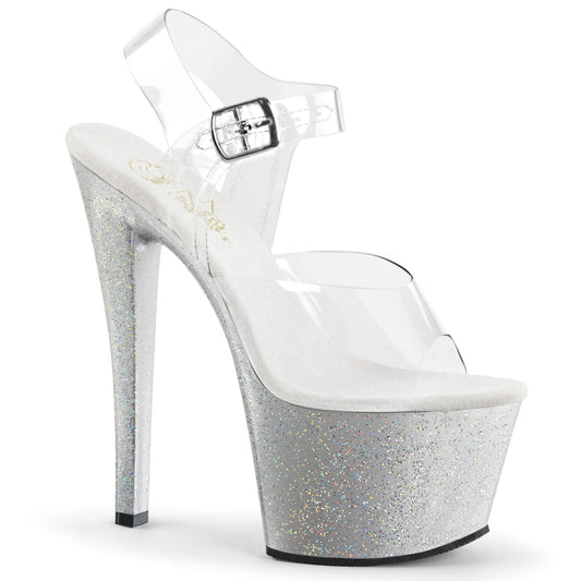 SKY-308MG Clear/Silver Platform Sandal Pleaser US Size (Women's): 5