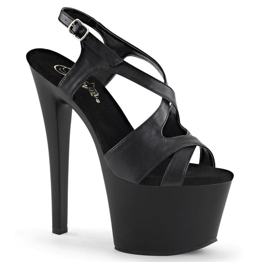 SKY-330 Black Faux Leather/Black Matte Platform Sandal Pleaser US Size (Women's): 5