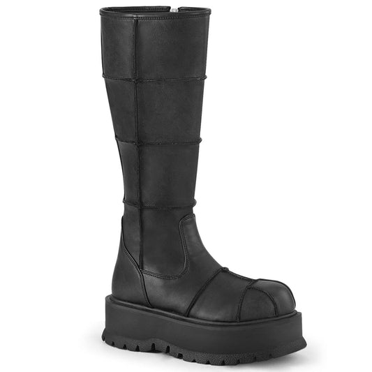 SLACKER-230 Black Vegan Leather Knee Boot Demonia US Size (Women's): 6