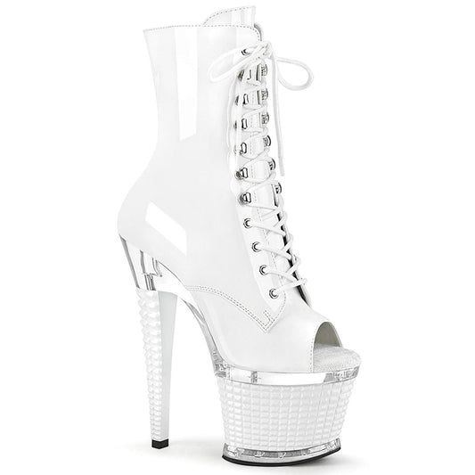 SPECTATOR-1021 White Patent/Clear-White Ankle Boot Pleaser US Size (Women's): 6