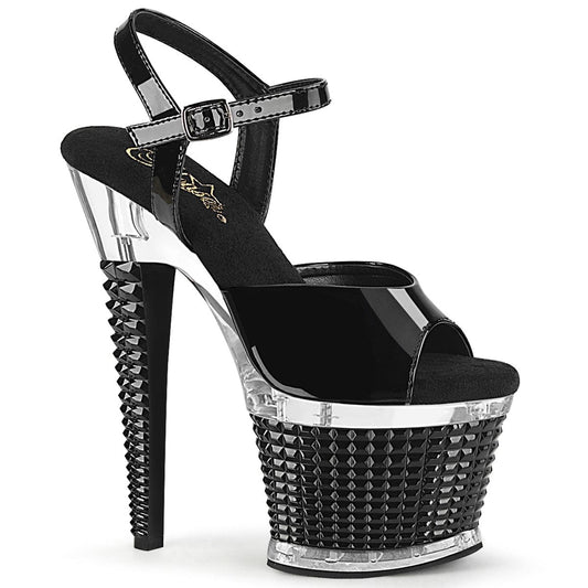 SPECTATOR-709 Black Patent/Clear-Black Platform Sandal Pleaser US Size (Women's): 6