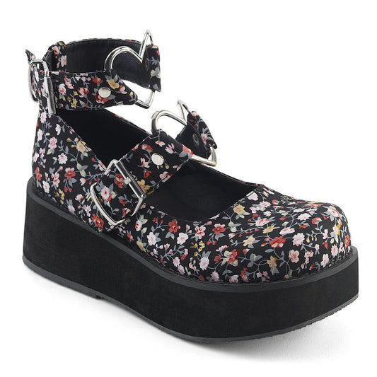 SPRITE-02 Floral Fabric Mary Janes Demonia US Size (Women's): 6