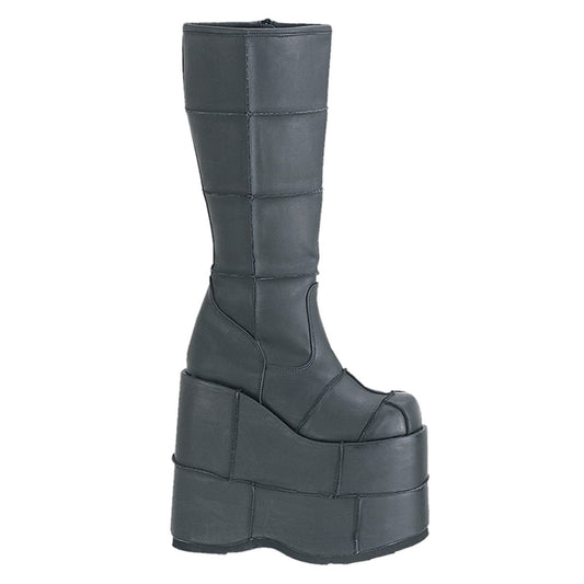 STACK-301 Black Vegan Leather Knee Boot Demonia US Size (Unisex/Men's): 4