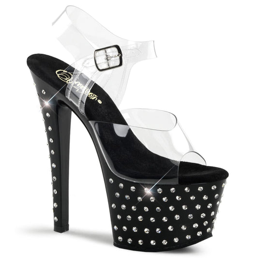 STARDUST-708 Clear/Black Platform Sandal Pleaser US Size (Women's): 5