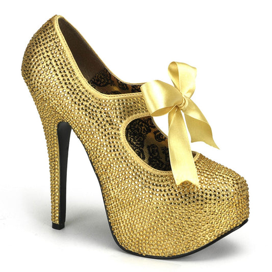 TEEZE-04R Gold Rhinestones CURRENT Bordello US Size (Women's): 6