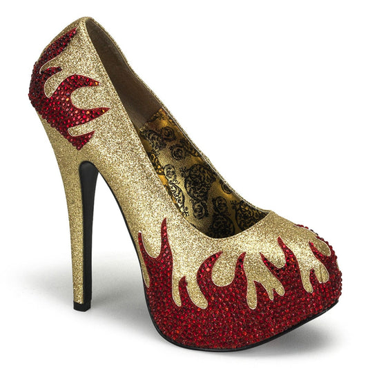 TEEZE-27 Gold Mini Glitter-Red Rhinestones CURRENT Bordello US Size (Women's): 6