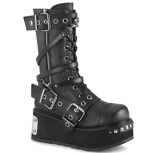 TRASHVILLE-250 Black Vegan Leather Mid-Calf Boot Demonia US Size (Unisex/Men's): 4