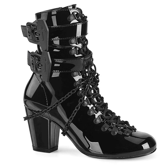 VIVIKA-128 Black Patent Ankle Boot Demonia US Size (Women's): 6